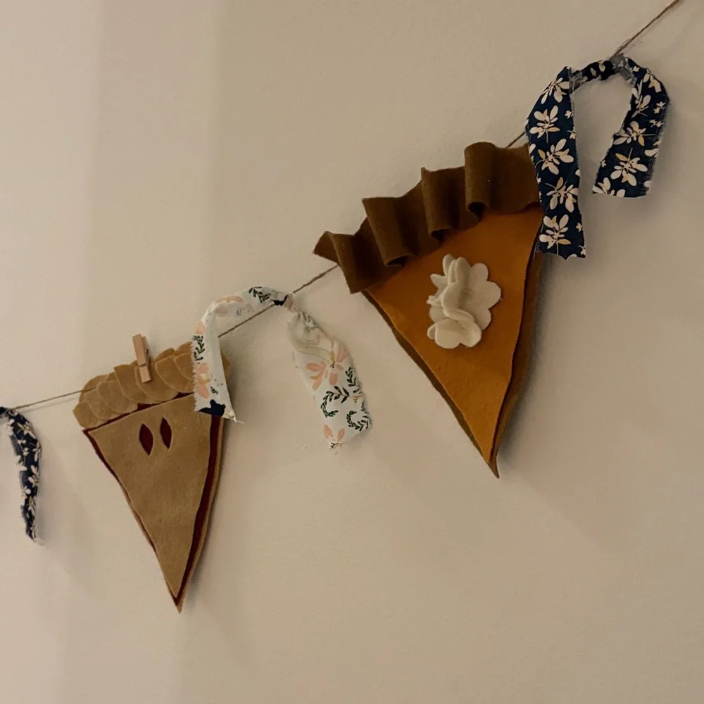 Handmade Thanksgiving Fall Rustic Pie Slice Garland